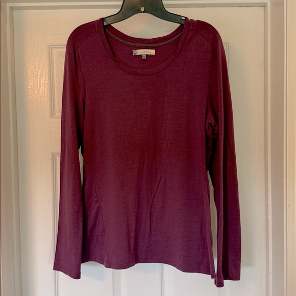 Ibex - Women's Merino Wool Rich Cranberry/ Purple Long Sleeve Top - size L - Picture 1 of 6